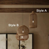 Chinese Zen Rattan Ceiling Light Pendants for Bedroom